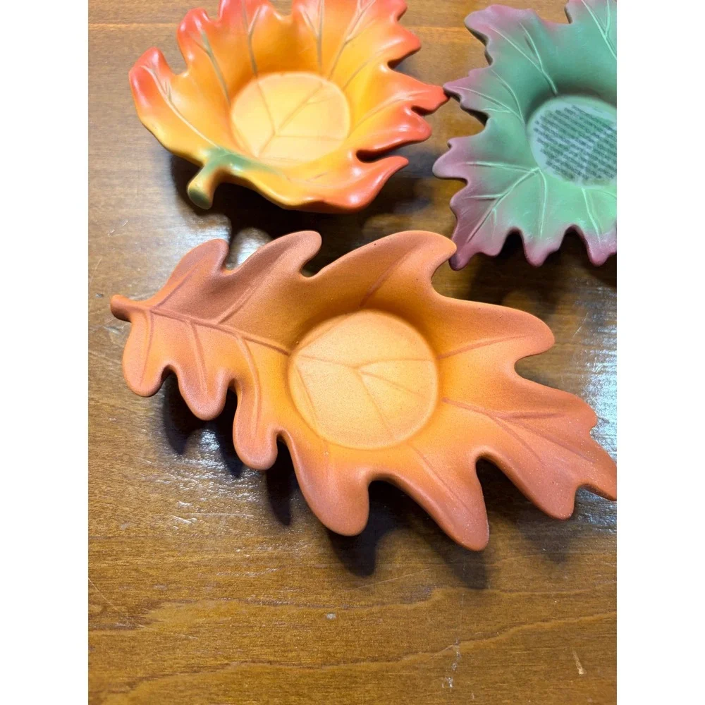 PartyLite Autumn Leaves Tealight Candle Holders Set of 3 Fall Thanksgiving Decor - Picture 4 of 10